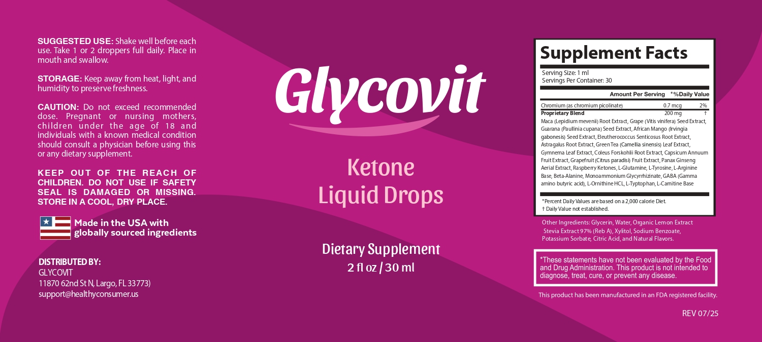 Glycovit Ketone Liquid Drops — full Supplement Facts label